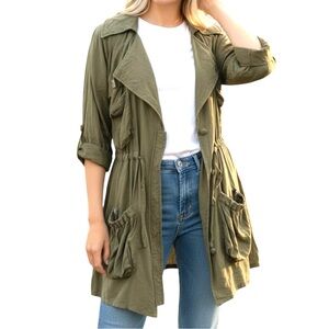 Maurie + Eve Olive Military Style Jacket Size Small